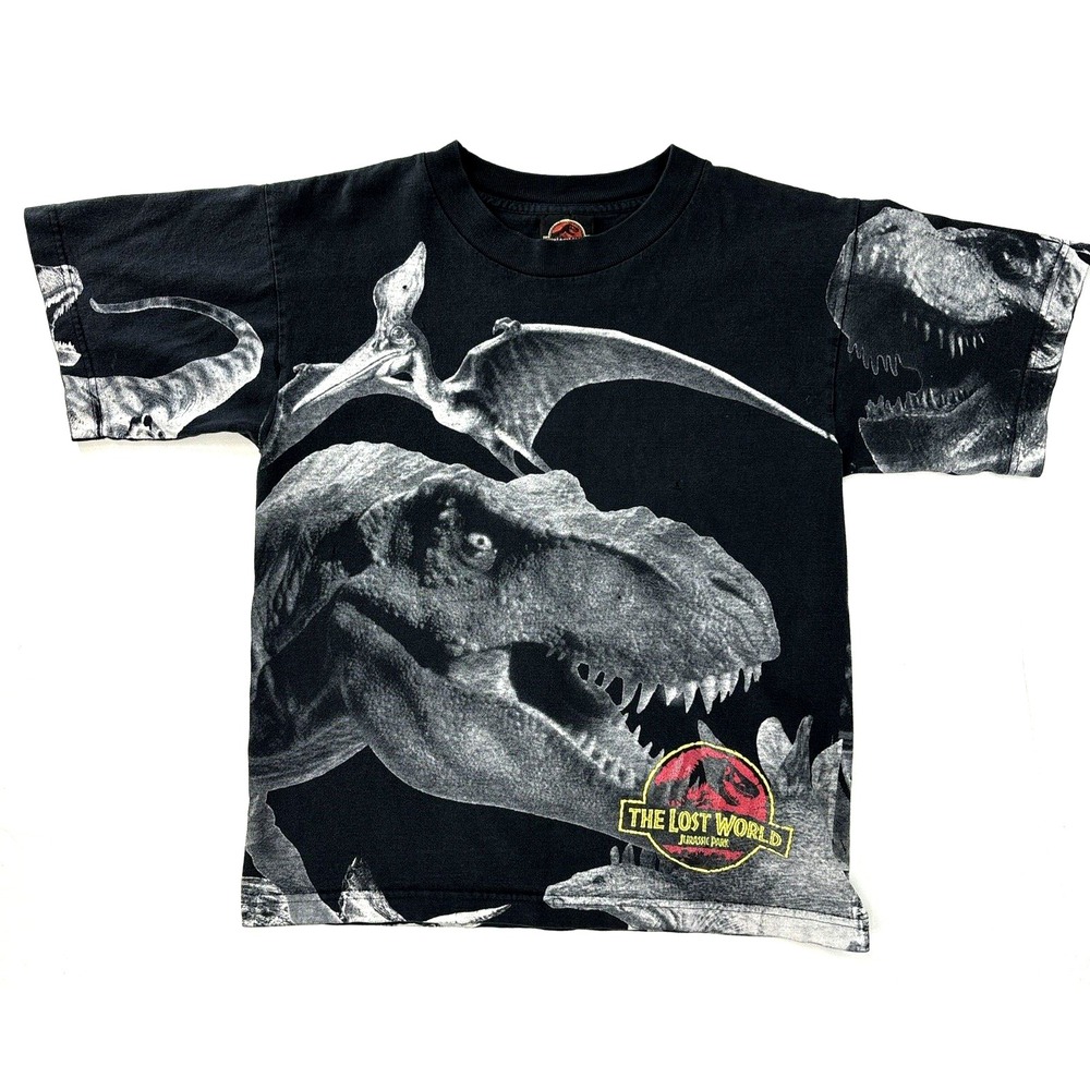 Vintage 1997 All Over Print Jurassic Park Shirt The Lost World‎ Youth XL T-Rex